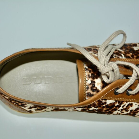 NIB BURBERRY WOMENS BOTREAUX LOW TOP PRINTED PONY CALF HAIR SNEAKERS SHOES - Picture 8 of 10